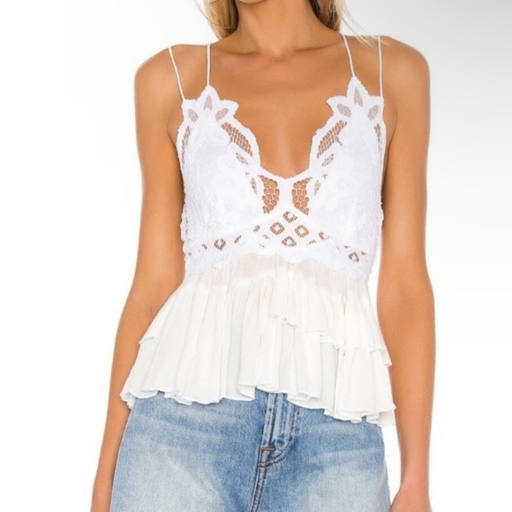 White Lace Peplum Cami Top